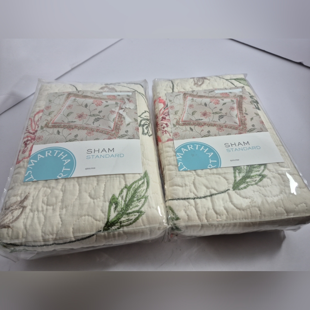 Martha Stewart Collection Strawberry Meadow Sham Standard Quilted Lot 2